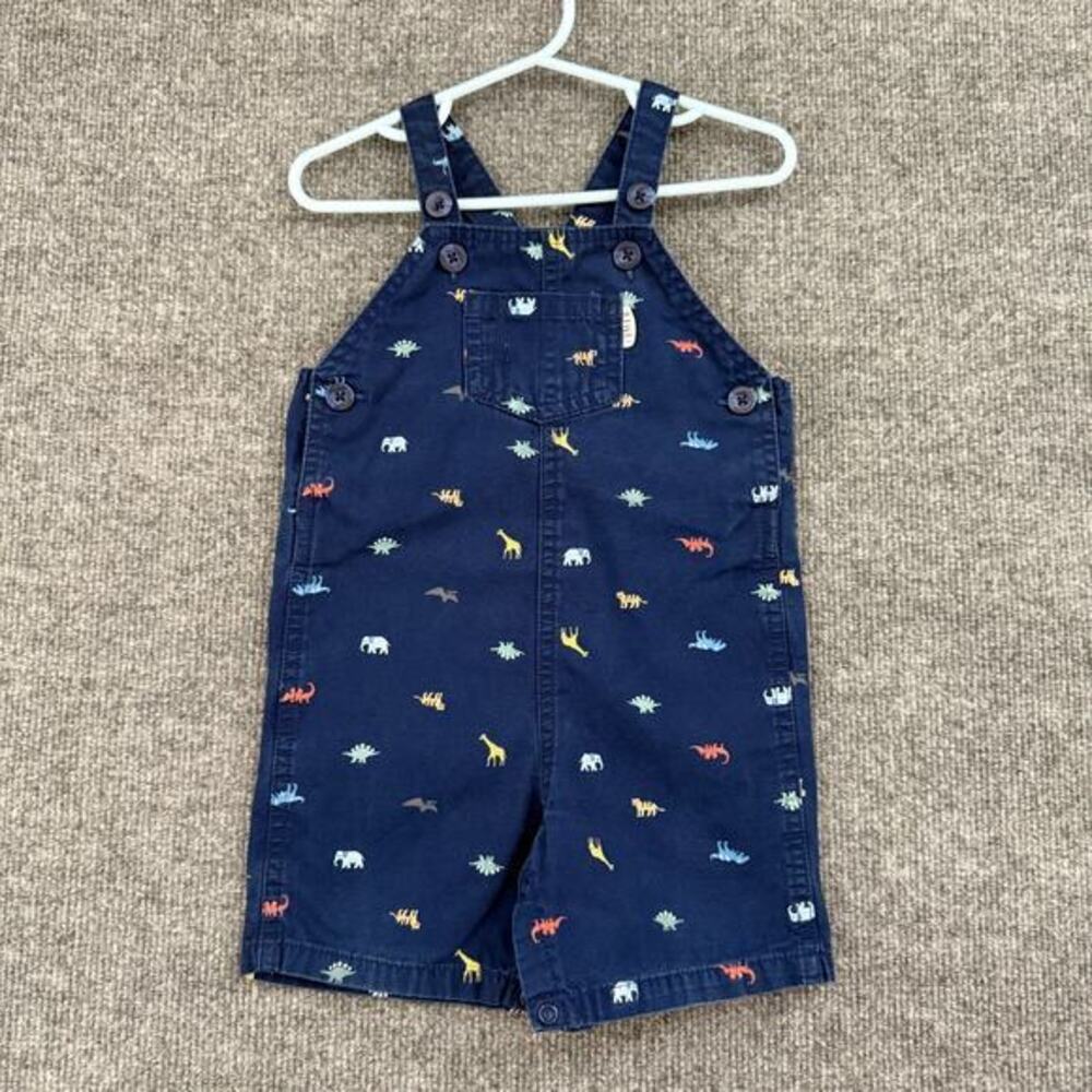 Carters Baby Boys Dinosaur Print Shortalls Size 18 Months Navy Overalls Romper